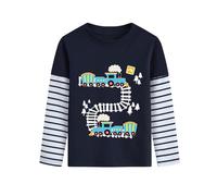 DHASIUE - Sudadera de manga larga para niños, diseño de excavadora y dinosaurios, juego de pelota, planeta, el tren azul, camiseta de manga larga para niños de 1 a 7 años, tallas 92-122, 122 cm