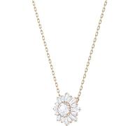 DHAutoLife Collar Sunshine serie de joyas, cristal transparente, cristal rosa, tono oro rosa, collar colgante de girasol, regalo de vacaciones para mujer, Length: 14 7/8 inch; Pendant: 5/8 x 5/8