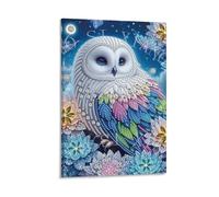 DHBANEIOK Búho entre flores Cuadro En Lienzo Cuadro Decorativo Pinturas Murales Pintura Poster Impresiones De Lienzo Para Dormitorio Salon Poster De 24x36inch(60x90cm)