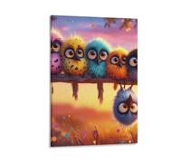 DHBANEIOK Búhos lindos en rama Cuadro En Lienzo Cuadro Decorativo Pinturas Murales Cuadros Modernos Impresiones De Lienzo Para Salon Dormitorios Comedor Pasillo 08x12inch(20x30cm)