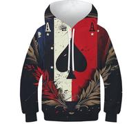 DHBANEIOK Carte da gioco Sudadera con Capucha para Niños Niñas 3D Estampada Hoodie Manga Larga Sudaderas 12-14Y