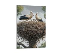 DHBANEIOK Familia cigüeña nido Cuadro En Lienzo Cuadros Decoracion Pinturas Murales Cuadros Modernos Impresiones De Lienzo Para Sala De Estar Decoración De Dormitorio 16x24inch(40x60cm)