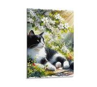 DHBANEIOK Gato entre flores Cuadro En Lienzo Cuadros Decoracion Pinturas Murales Pintura Poster Impresiones De Lienzo Para Dormitorio Salon Poster De 12x18inch(30x45cm)