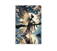 DHBANEIOK Hada bajo la luna Cuadro En Lienzo Cuadros Decorativos Pinturas Murales Pintura Poster Impresiones De Lienzo Para Salon Dormitorios Comedor Pasillo 24x36inch(60x90cm)