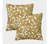 DHBANEIOK Hoja Dorada Funda De Almohada Juego De 2 Cuadrado Plantas Fundas De Cojínes DecoRatónivas para Sala De EEstrella Sofás 45x45cm