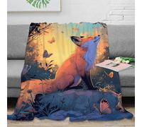 DHBANEIOK Zorro de la Selva Manta Cálida Mantas De Cama De Diseño 3D Ropa De Cama Ornamental Microfibra Suave Y Cálida Dormitorio Sala De EEstrella Sofá Sofá Chica Chico 60x80inch(150x200cm)