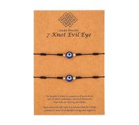 Dhdgzq Pulseras azules contra el mal de ojo, pulsera para hombre, pulsera de la suerte de mal de ojo para protección bendición, joyería de protección de cuentas negras, pulsera hecha a mano para