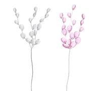 DHER 20 Piezas de Ramas Florales de Cuentas acrílicas Perlas de acrílico de Ramas de Flores, Transparente DIY Plana lágrimas en los Pinchos, para la decoración del hogar,Fiesta (A)