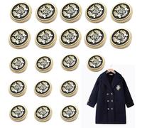 DHER Botones de metal para blazer y vestidos - 20 unidades, 18 mm/23 mm, oro claro y negro, botones dorados para coser a la moda