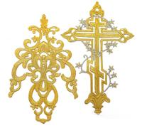 DHER parche de encaje bordado aplique bordado dorado Parche bordado en oro Parches decorativos bordados grandes, accesorios de bricolaje con parches adhesivos Parches bordados grandes (A)