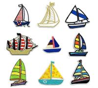 DHER Parche termoadhesivo parches de bordado de velero Parches Ropa Termoadhesivos 9 Piezas Estilo Deportivo Ropa Bordado Iron-On Tela Pegatina Accesorios Moda Parche Pegatinas para Chaquetas (B)