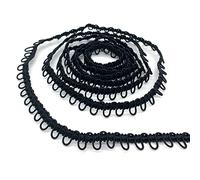 DHER Rotolo di Cavo Elastico con Asola Cordoncino con asola 4.5-Meter asola Corda Elastica collare Fibbia Elastica Delle Donne, Pizzo Elastico Elastico decorazione asola Matrimonio Elastico (Negro)