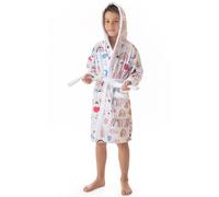 DHESTIA HOME - Albornoz Infantil de Terciopelo 100% Algodón Estampado Modelo Rainbows - Color ÚNICO, Talla Talla 6/8 Años