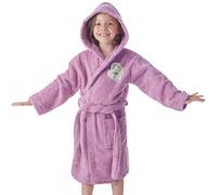DHESTIA HOME Albornoz Infantil Niña - Baño y Ducha - 100% Algodón - Capucha y Bolsillos Do Magic Color Morado Talla 2_Years