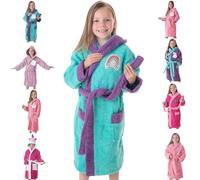 DHESTIA HOME - Albornoz Niñas Infantil y Adolescentes 100% Algodón Capucha y Bolsillos - Color My Rainbow, Talla Talla 6/8 Años