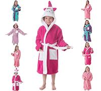 DHESTIA HOME - Albornoz Niñas Infantil y Adolescentes 100% Algodón Capucha y Bolsillos - Color Sleep Unicorn, Talla Talla 2/4 Años