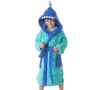 DHESTIA HOME Albornoz Niños Infantil y Juvenil Adolescentes 100% Algodón Capucha y Bolsillos Color Shark-Boy Turquesa Talla 2_years