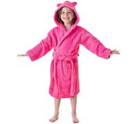 DHESTIA HOME - Albornoz Niños y Niñas 100% Algodón Natural Capucha con Orejas Color FUCSIA Talla 10_years