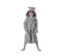DHESTIA HOME - Albornoz Niños y Niñas 100% Algodón Natural Capucha con Orejas Color GRIS Talla 6_years
