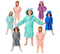DHESTIA HOME Albornoz Niños y Niñas Unisex - Infantil Capucha con Orejas y Bolsillos - 100% Algodón OEKO-TEX Color TURQUESA Talla 2_years