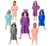 DHESTIA HOME Albornoz Niños y Niñas Unisex - Infantil Capucha con Orejas y Bolsillos - 100% Algodón OEKO-TEX Color MORADO Talla 6_years
