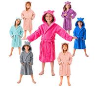 DHESTIA HOME Albornoz Niños y Niñas Unisex - Infantil Capucha con Orejas y Bolsillos - 100% Algodón OEKO-TEX Color FUCSIA Talla 6_years