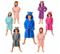 DHESTIA HOME Albornoz Niños y Niñas Unisex - Infantil Capucha con Orejas y Bolsillos - 100% Algodón OEKO-TEX Color AZUL MARINO Talla 6_years
