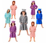 DHESTIA HOME Albornoz Niños y Niñas Unisex - Infantil Capucha con Orejas y Bolsillos - 100% Algodón OEKO-TEX Color GRIS Talla 6_years
