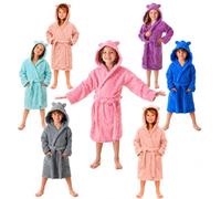 DHESTIA HOME Albornoz Niños y Niñas Unisex - Infantil Capucha con Orejas y Bolsillos - 100% Algodón OEKO-TEX Color ROSA Talla 2_years