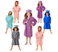 DHESTIA HOME Albornoz Niños y Niñas Unisex - Infantil Capucha con Orejas y Bolsillos - 100% Algodón OEKO-TEX Color LILA Talla 2_years