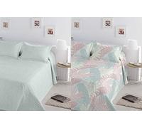 Dhestia Home - Colcha Bouti de Verano Reversible Hojas Deniz - Color Multicolor, Talla Cama 135