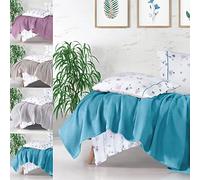 DHESTIA HOME Colcha Multiusos Foulard Sofá Nido de Abeja 100% Algodón Metali de Sibiles Color Turquesa Talla 190x240 cm