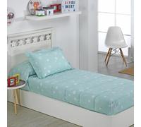 DHESTIA HOME - Edredón Ajustable Cama Infantil Stars - Color Agua, Talla Cama 90