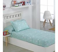 DHESTIA HOME - Edredón Ajustable Cama Nido Stars Agua (Antes Rayas Azul) Color Azul Talla Cama 105