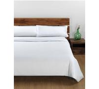 DHESTIA HOME - Funda Nórdica Algodón 100% Cama 135x190/200 cm - Juego 4 Piezas Blanco Tipo Hotel: Funda Nórdica, Bajera Ajustable y 2 Fundas Almohada - Tejido Natural Transpirable - Lavado a Máquina