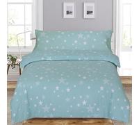DHESTIA HOME Funda Nórdica de Franela Invierno 100% Algodón Stars Color Agua Talla Cama 90