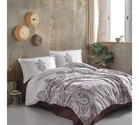 DHESTIA HOME - Funda Nórdica Étnica 100% Algodón Turco Cierre Botones Azkaro Siena - Color ÚNICO, Talla Cama 150/160