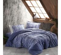 DHESTIA HOME - Funda Nórdica Étnica 100% Algodón Turco Mud BLU de Sibiles Color Único Talla Cama 150/160