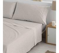 DHESTIA HOME - Juego de Sábanas de Tela con Puntitos Basil Beige - Color Beige, Talla Cama 150 (2F.Almhda)