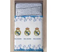 DHESTIA HOME Juego de Sábanas Real Madrid Cama 90 y Cama 105 Color Blanco Talla Cama 105