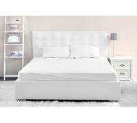 DHESTIA HOME - Juego Sábanas Blancas Hotel 100% Algodón Fundas Almohada Bocas Abiertas - Color Blanco, Talla Cama 105