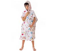 DHESTIA HOME - Poncho de Playa y Baño Infantil de Terciopelo 100% Algodón Estampado Modelo Rainbows - Color ÚNICO, Talla Talla 8/11 años