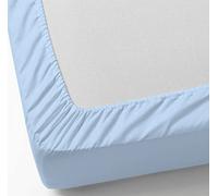 DHESTIA HOME - Sábanas Bajeras Ajustables con Elástico Perimetral de Colores Polialgodón - Color Azul, Talla Cama 150