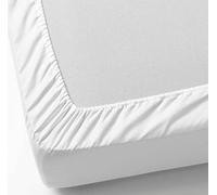 DHESTIA HOME - Sábanas Bajeras Ajustables con Elástico Perimetral de Colores Polialgodón - Color Blanco, Talla Cama 135