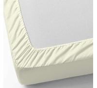 DHESTIA HOME - Sábanas Bajeras Ajustables con Elástico Perimetral de Colores Polialgodón - Color Crema, Talla Cama 150