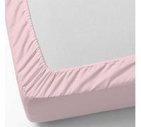 DHESTIA HOME - Sábanas Bajeras Ajustables con Elástico Perimetral de Colores Polialgodón - Color Rosa, Talla Cama 150