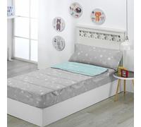 DHESTIA HOME - Saco Nórdico con Cremallera Edredón Ajustable Cama Infantil Estrellas Stars - Color Gris, Talla Cama 90