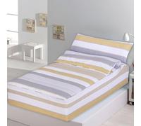 DHESTIA HOME - Saco Nórdico con Cremallera Edredón Ajustable Cama Infantil Zarautz Ocre - Color Ocre, Talla Cama 90