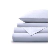 DHestia Hostelería - Pack 5 uds Sábanas Bajeras Ajustables Blancas Hotel 30/27 144 Hilos. (Cama 200-200x190/200 cm, 100% Algodón)