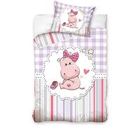 DHestia - Juego de Funda Nórdica 100% Algodón Natural para Cuna de Bebé Hipopótamo Baby191002